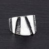 textured silver wide band ring