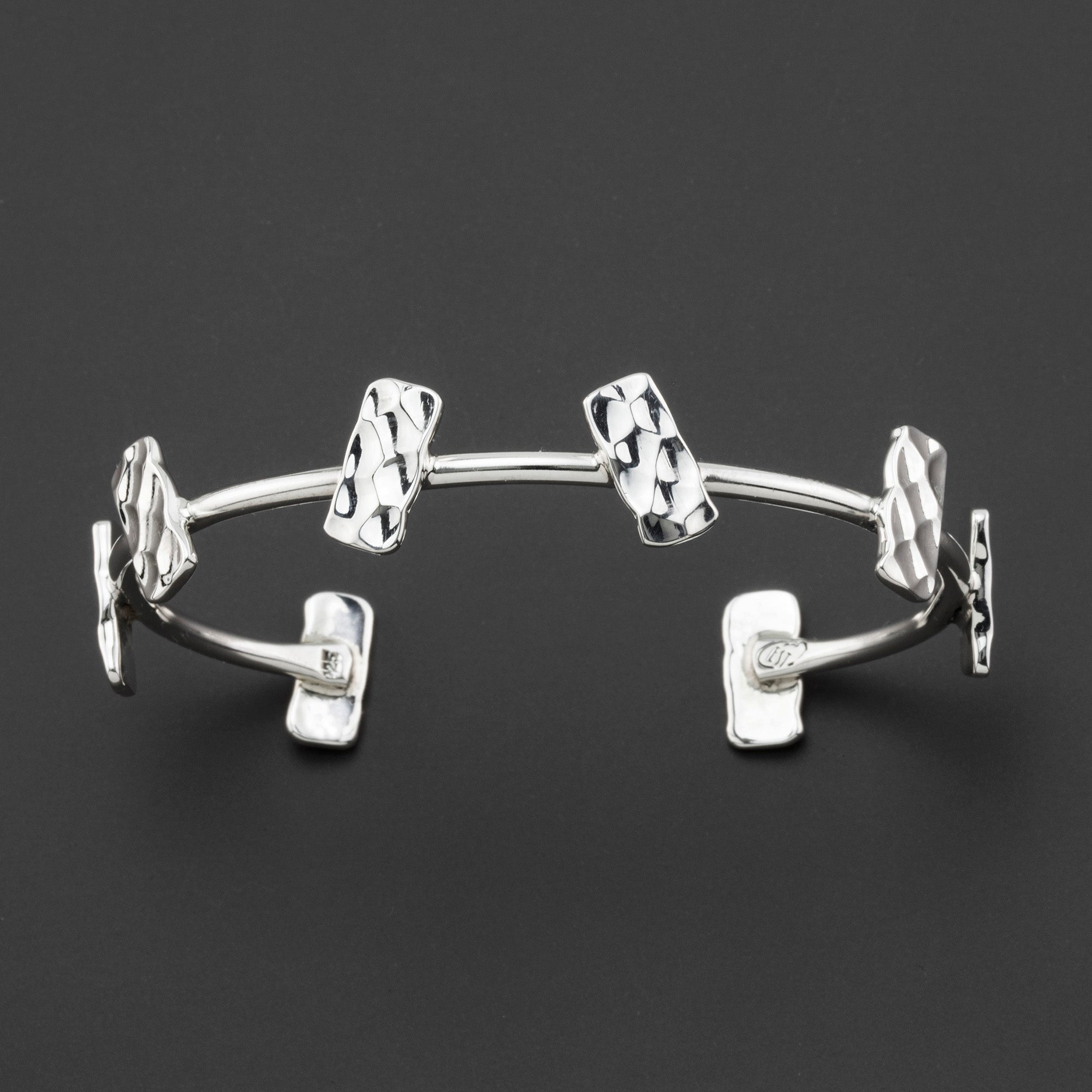 textured steps sterling silver cuff bracelet