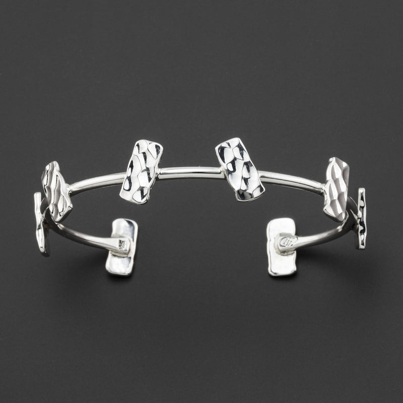 textured steps sterling silver cuff bracelet