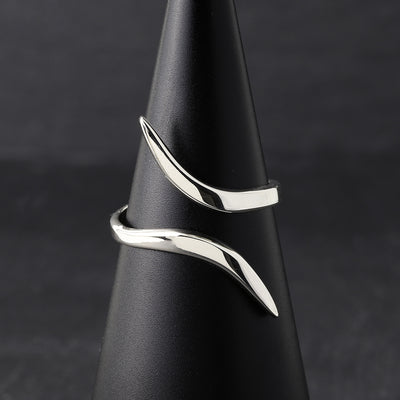 thin sterling silver open front bypass ring