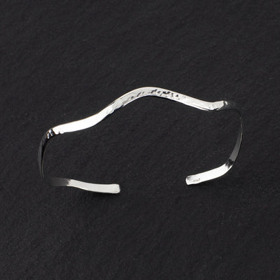 thin wavy hammered silver cuff bracelet