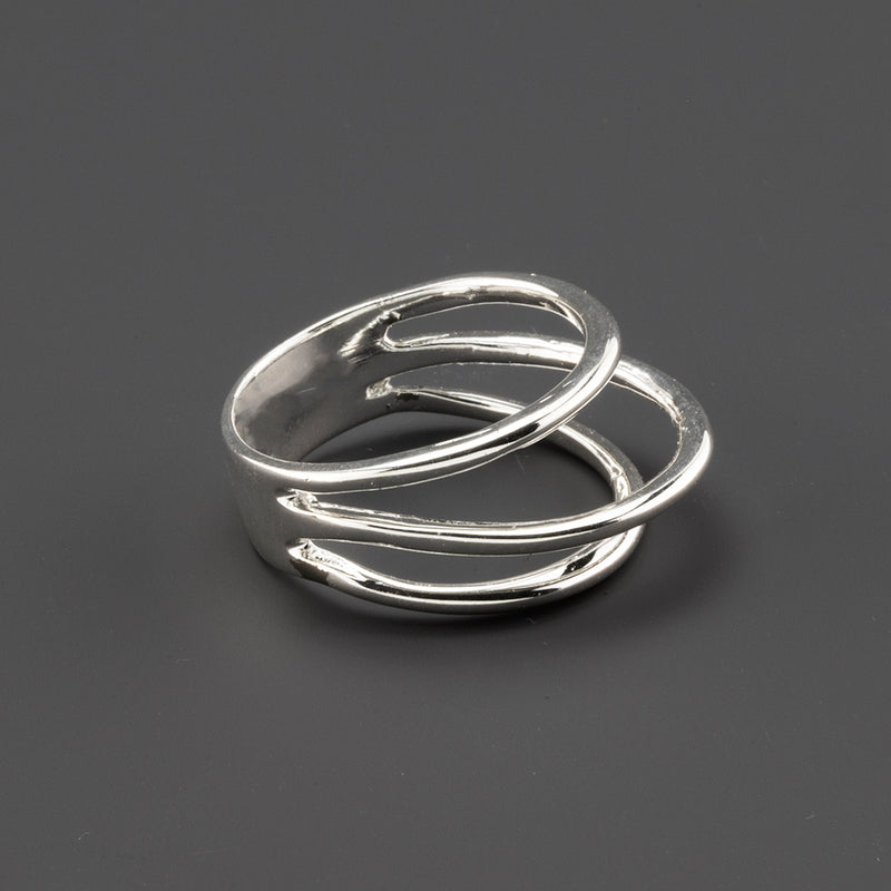 minimalist sterling silver three band ring
