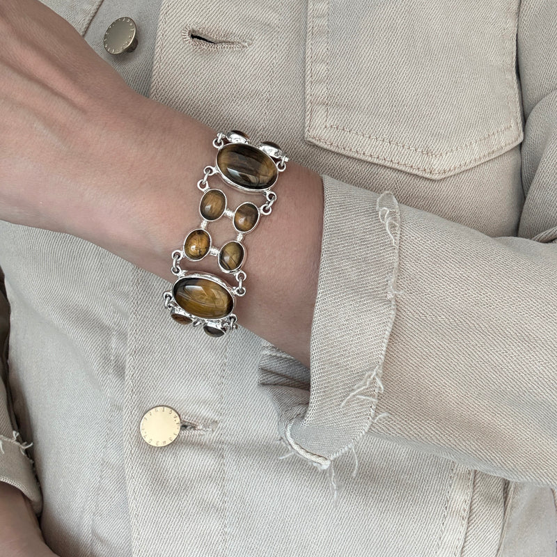 tigers eye sterling silver bracelet