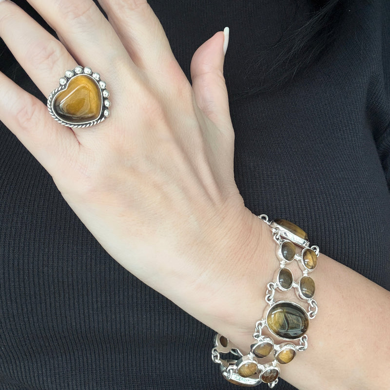 tigers eye heart ring