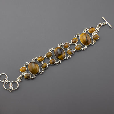 Large Tigers Eye Silver Bracelet