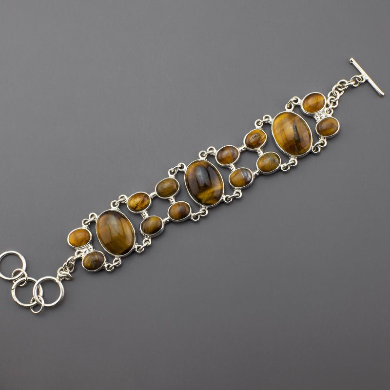 tigers eye silver bracelet