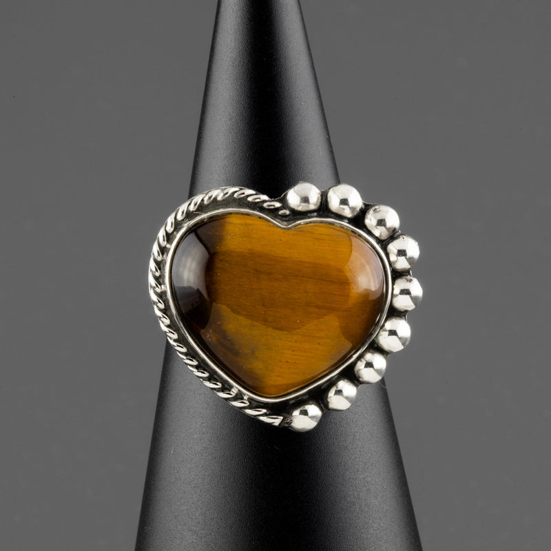 tigers eye heart ring