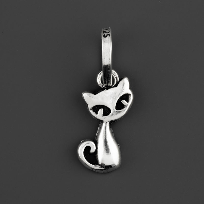 tiny purr sterling silver cat charm