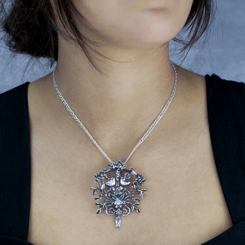 Eternal Lovebirds Sterling Silver Pendant