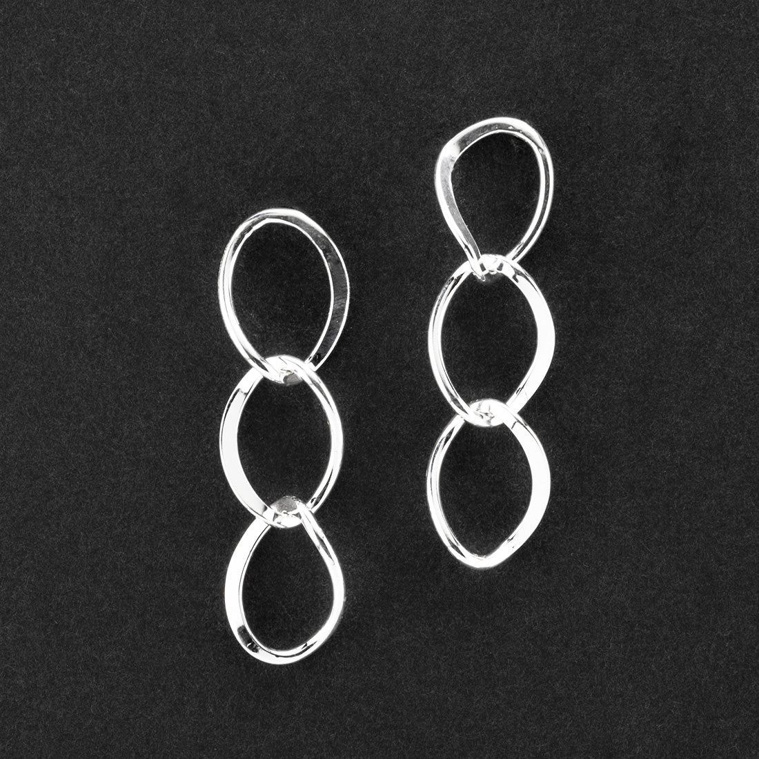triple link sterling silver dangle earrings
