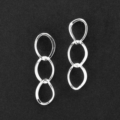 triple link sterling silver dangle earrings