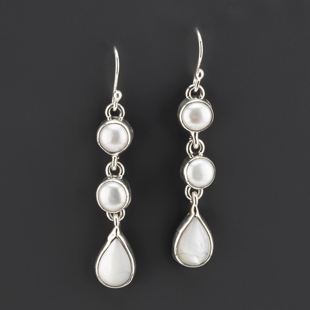 triple pearl dangle earrings