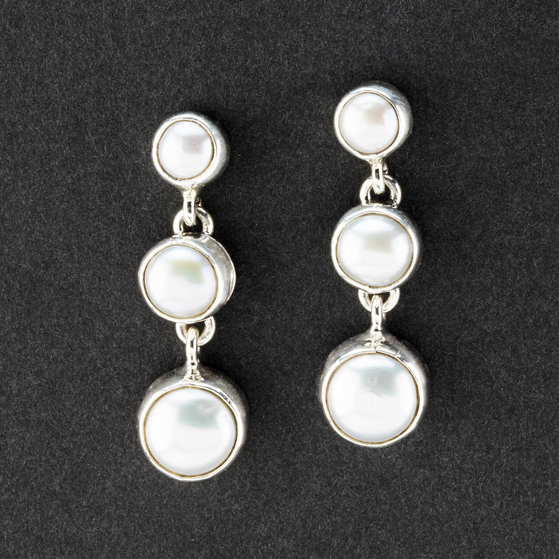 triple pearl drop earrings