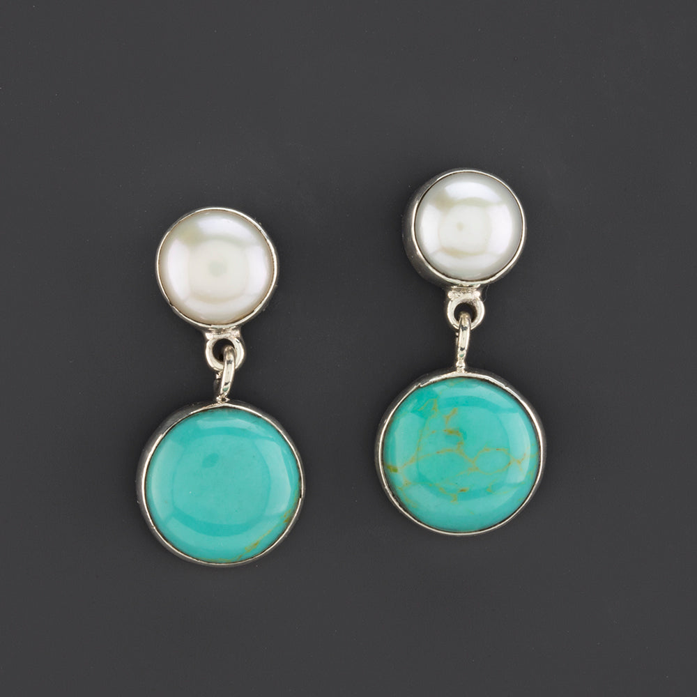 turquoise and pearl earrings
