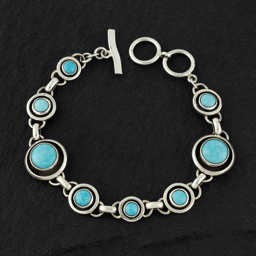 turquoise and sterling silver circle bracelet