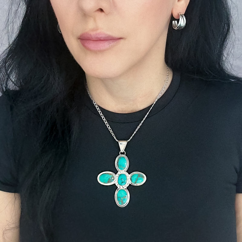 large tuquoise cross pendant
