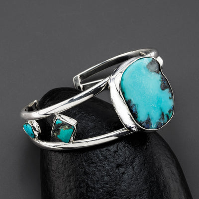 Large Turquoise Stone Cuff Bracelet