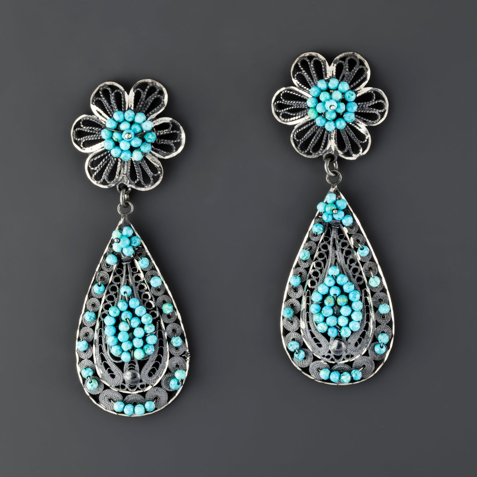 turquoise filigree earrings