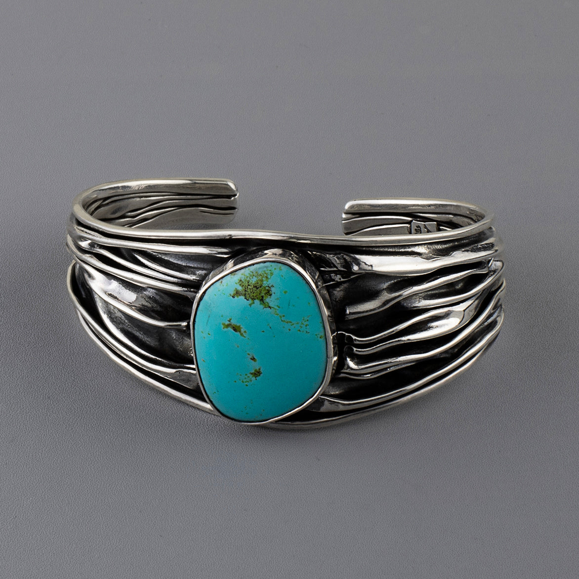 turquoise flow Mexican silver cuff bracelet