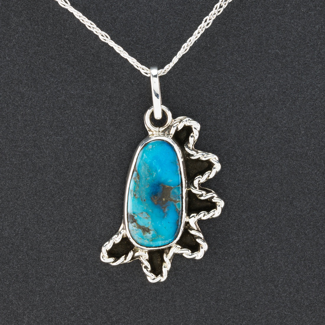 Large Turquoise Wave Pendant Necklace