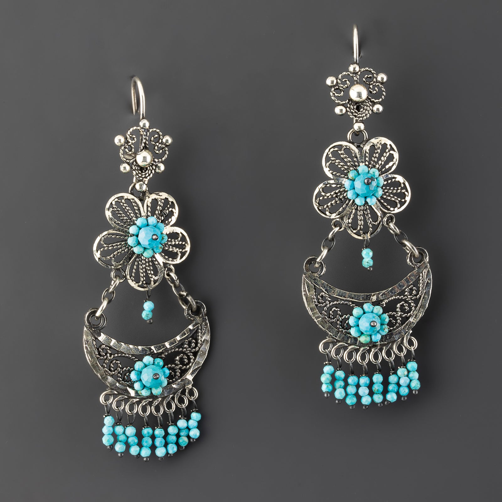 turquoise reina Mexican filigree earrings