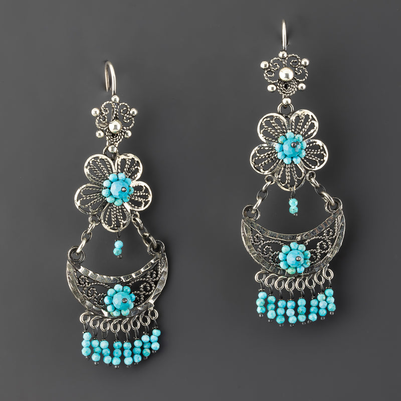 turquoise reina Mexican filigree earrings