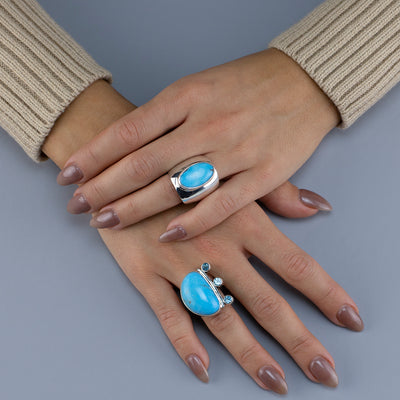 Large Turquoise Wide Band Ring