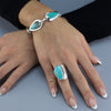 Sterling Silver and Genuine Turquoise Link Bracelet