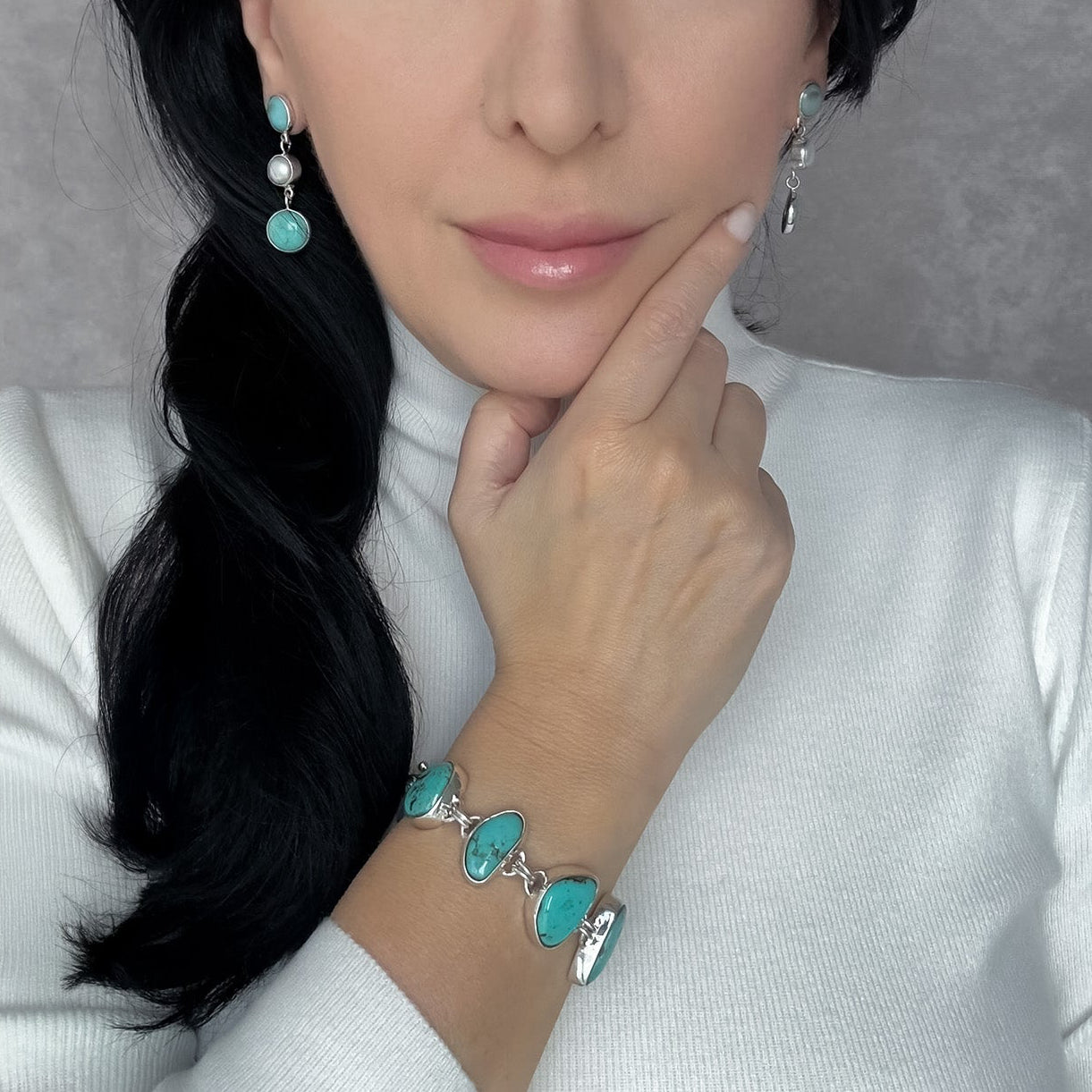 Turquoise and Pearl Dangle Earrings