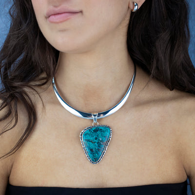 Stormy Sky Large Turquoise Pendant