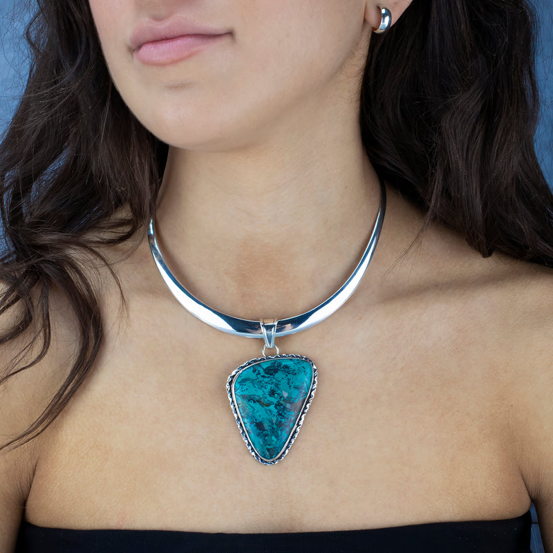stormy sky large turquoise pendant