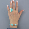 Chunky Hammered Silver Genuine Turquoise Ring