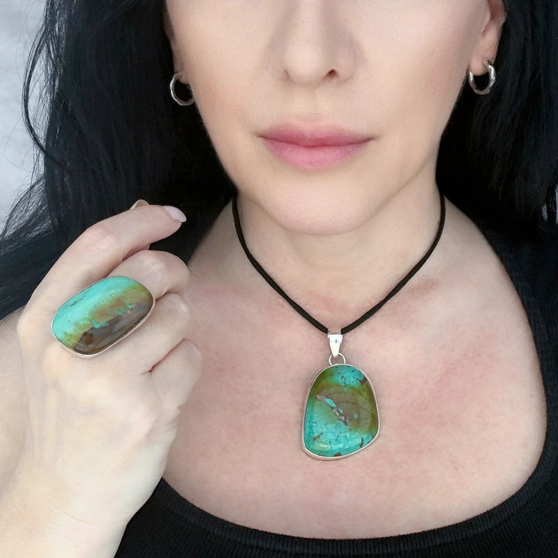 large natural turquoise ring