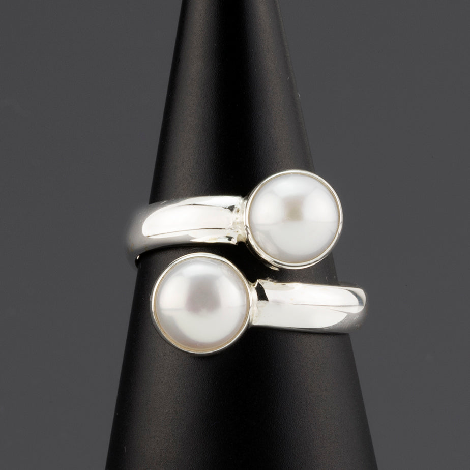 twice as nice sterling silver pearl ring