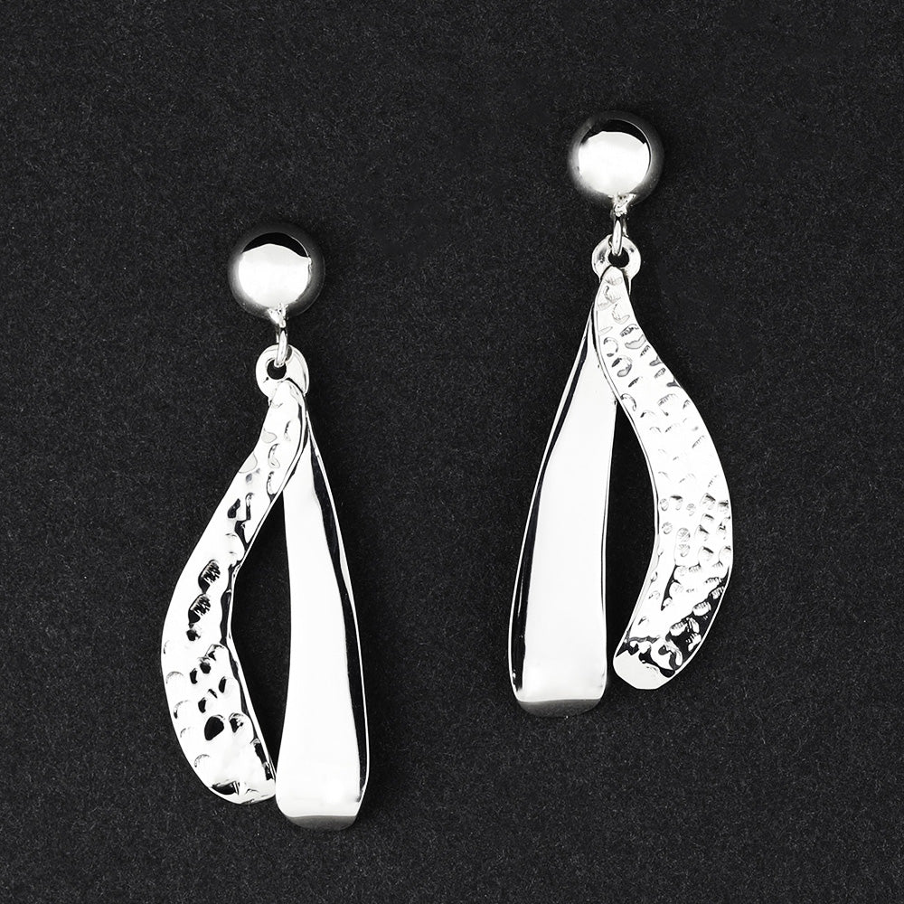 twist and shimmer silver drop earrings