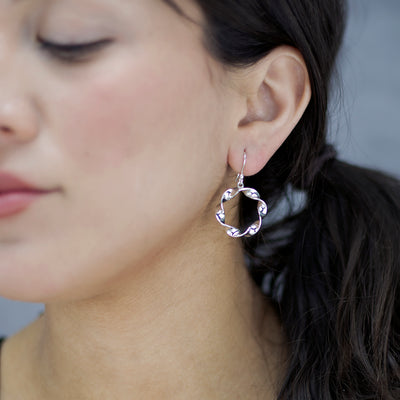 Sterling Silver Twisted Ribbon Drop Earrings