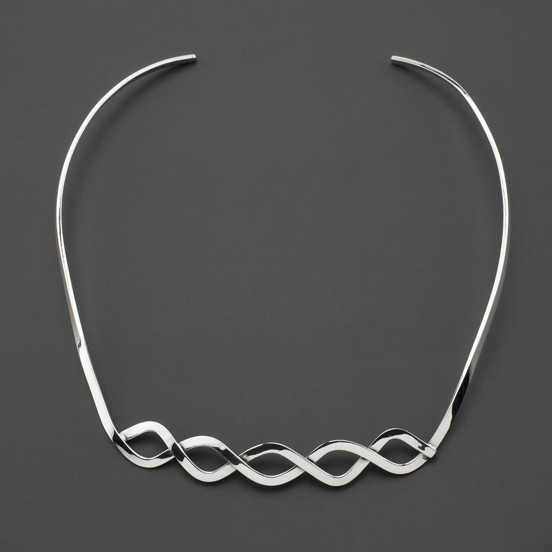 twisted sterling silver choker necklace
