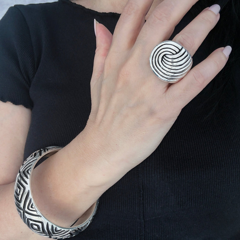 electroformed sterling silver swirl ring
