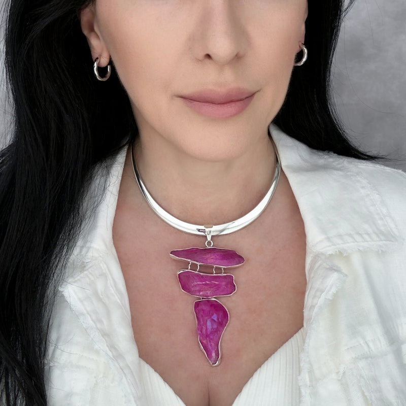 pink large unicorn quartz pendant
