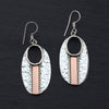 unique silver and copper oval drop earrings