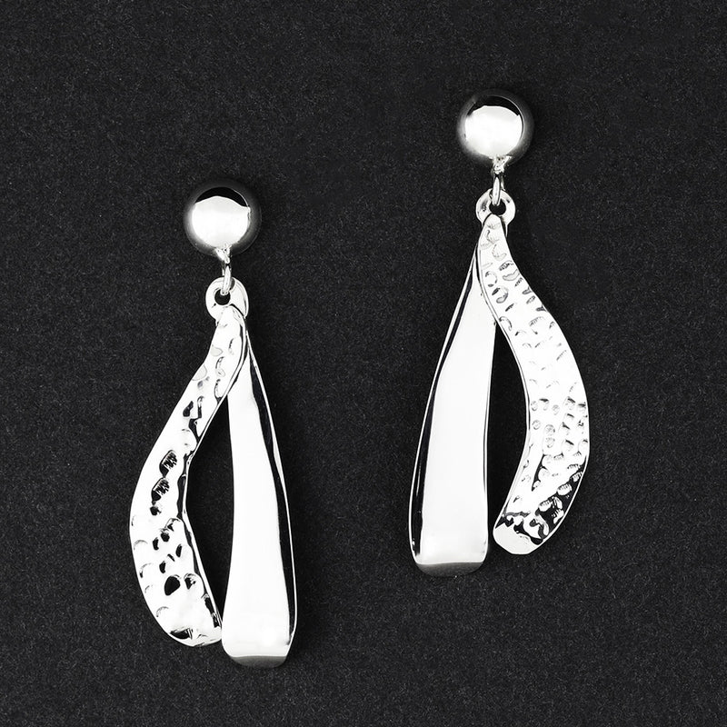 unique sterling silver curved post drop earrings