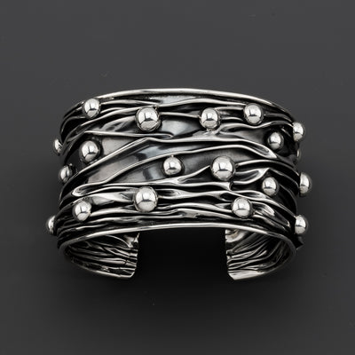 unique Taxco silver cuff bracelet