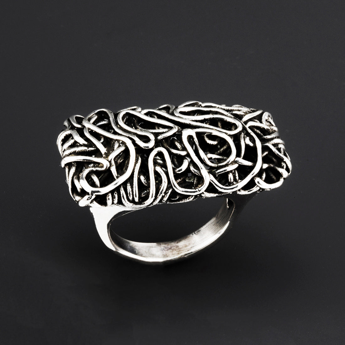 unique Taxco silver rectangular signet ring
