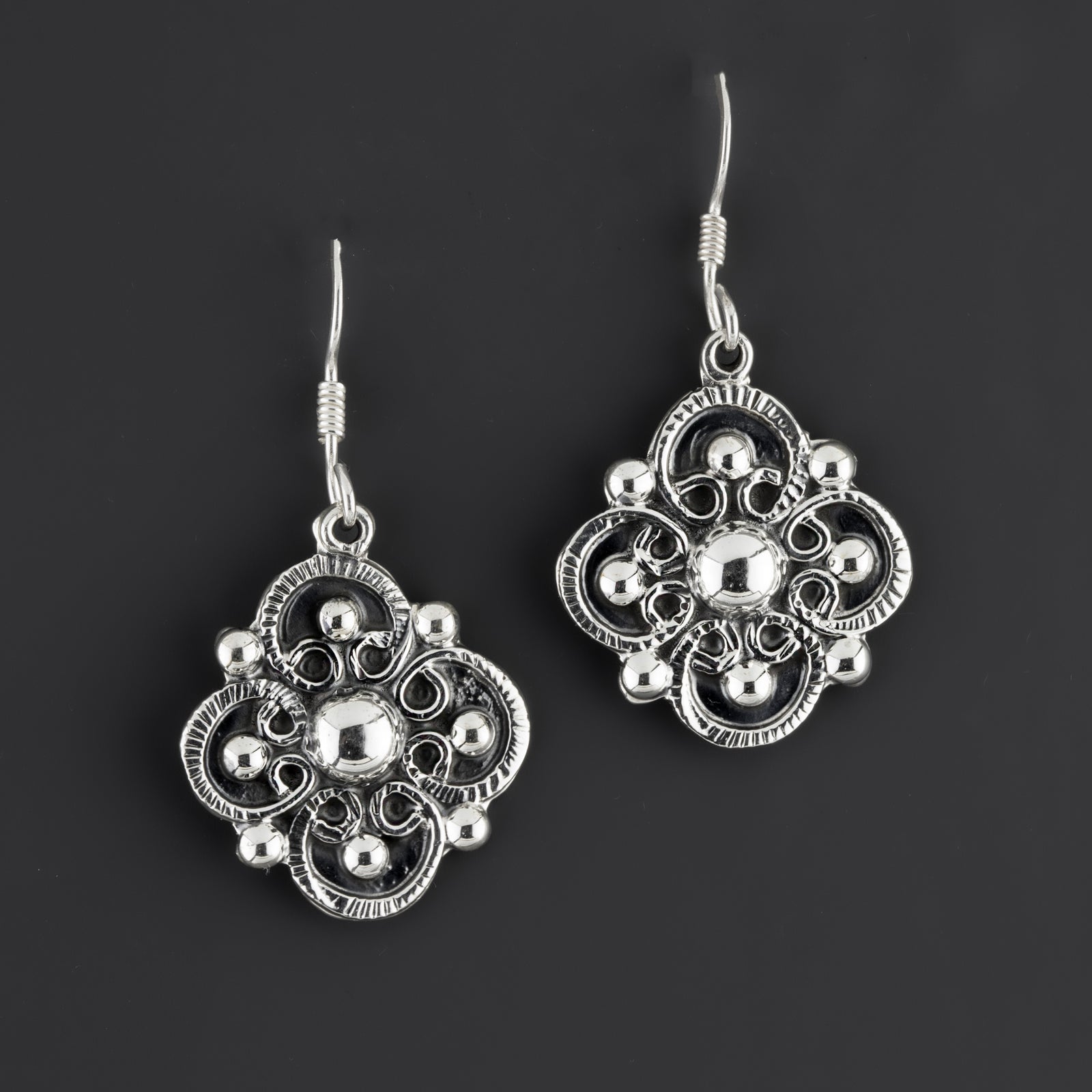 Clover Taxco Silver Earrings