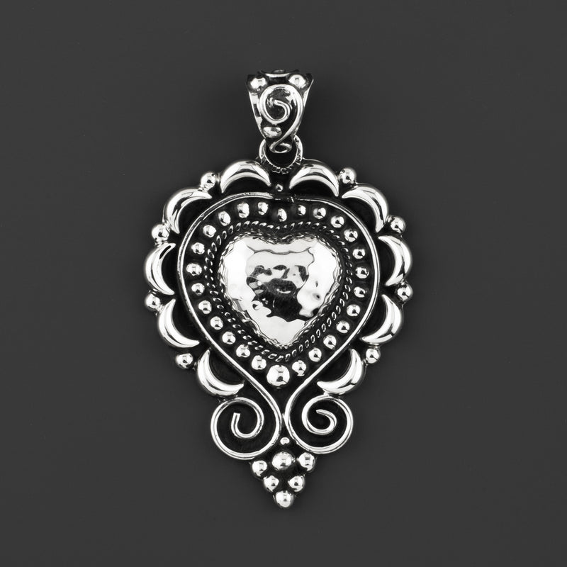 vintage heart Mexican silver pendant