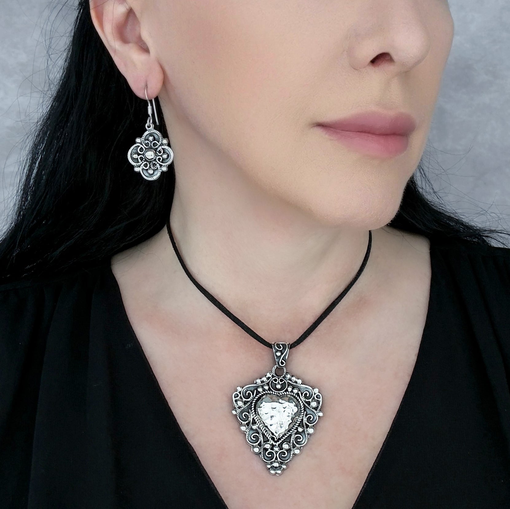 Vintage Romance Taxco Silver Pendant