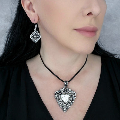 Vintage Romance Taxco Silver Pendant