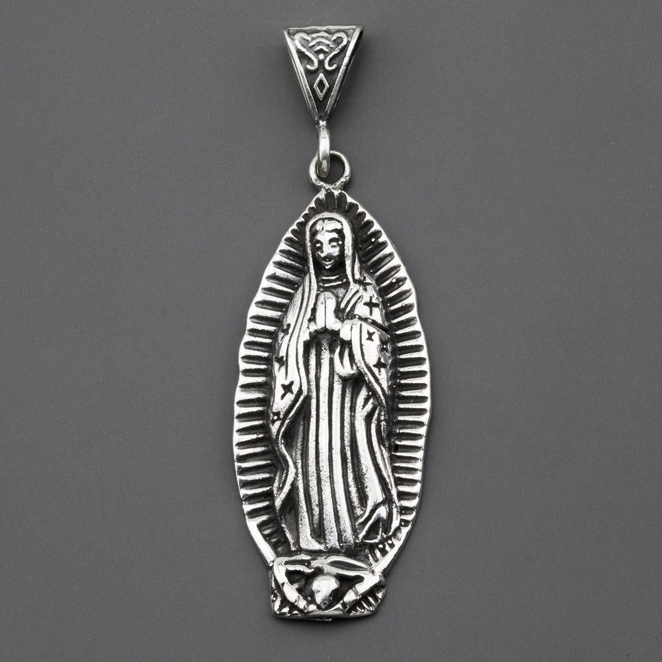 virgin Mary Mexican silver pendant