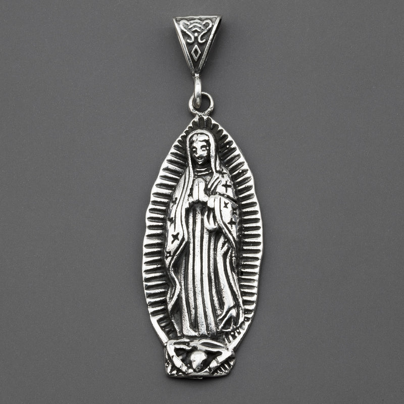 virgin Mary Mexican silver pendant