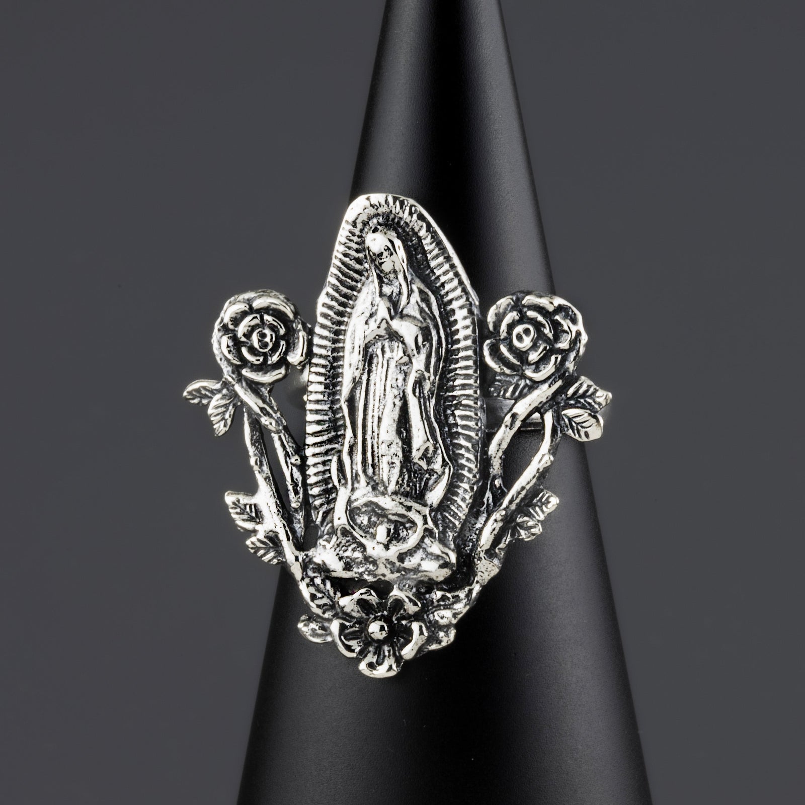 virgin Mary Mexican sterling silver ring